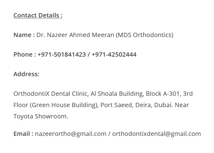 Dr.Nazeer Ahmed Meeran MDS contact details phone & address