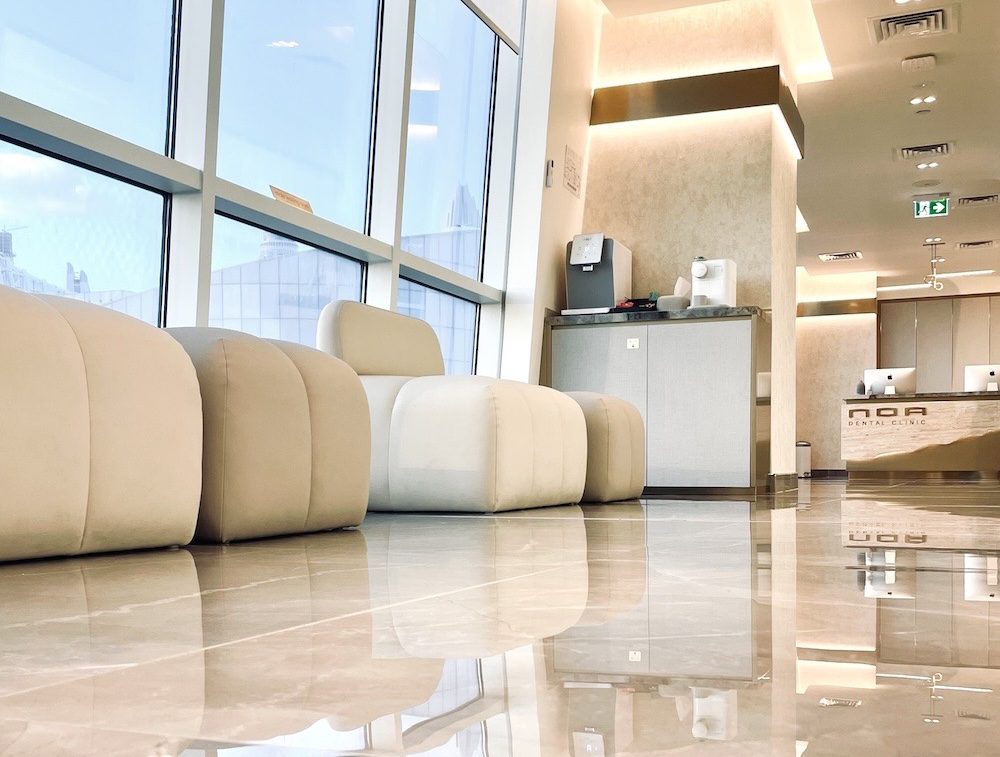 Patient waiting area of Dental clinic for Teeth whitening treatment in Dubai
